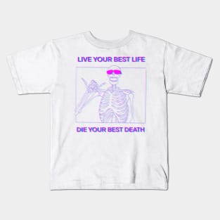 LIVE YOUR BEST LIFE DIE YOUR BEST DEATH Pink and blue 3D Kids T-Shirt